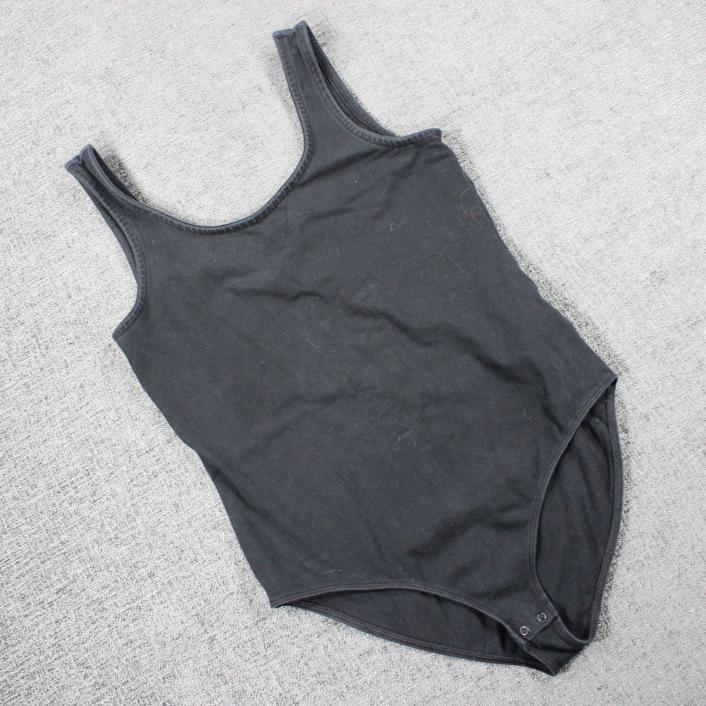 Gap Womens Black Sleeveless Scoop Neck Snap Crotch Bodysuit Small S Cotton Blend